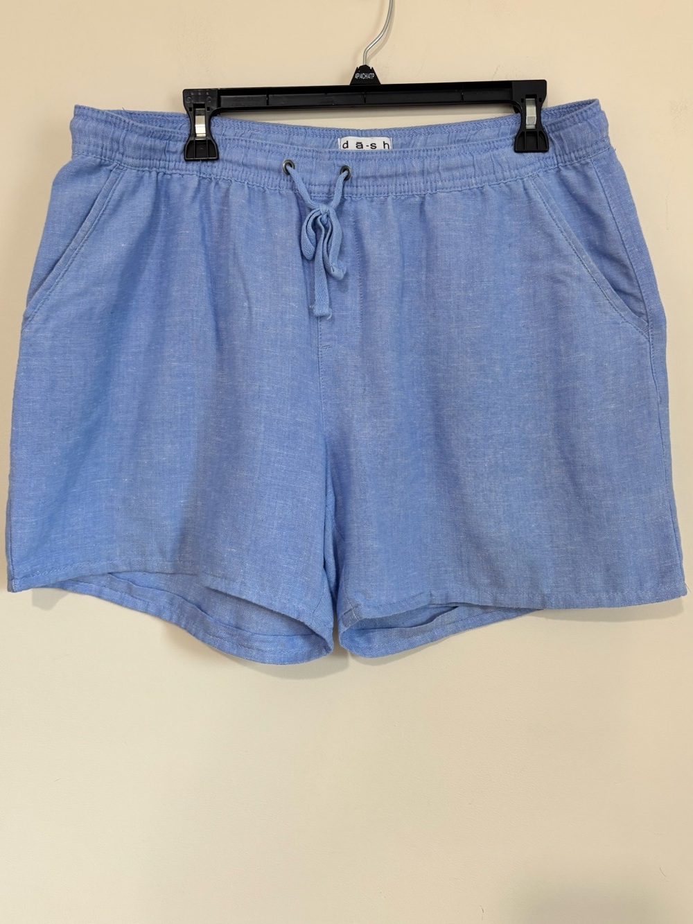 Dash High Rise Blue Linen Blend Pull On Coastal Beachy Slouchy Shorts women XL